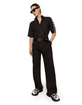 Cotton Martini-fit shirt with branded bands -  | Dolce & Gabbana