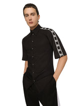 Cotton Martini-fit shirt with branded bands -  | Dolce & Gabbana
