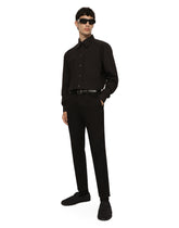 Cotton Martini-fit shirt with heat-sealed DG detail -  | Dolce &amp; Gabbana