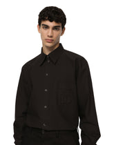 Cotton Martini-fit shirt with heat-sealed DG detail -  | Dolce &amp; Gabbana