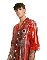 Coated cotton Hawaiian shirt with branded tag -  | Dolce &amp; Gabbana