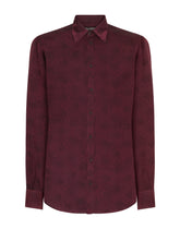 Silk jacquard Martini-fit shirt with DG logo and ocelot -  | Dolce & Gabbana
