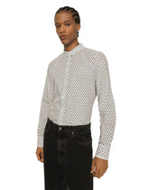 Poplin Gold-fit shirt with DG logo print -  | Dolce & Gabbana