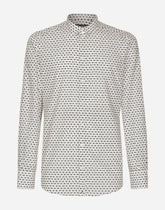 Poplin Gold-fit shirt with DG logo print -  | Dolce & Gabbana