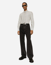 Poplin Gold-fit shirt with DG logo print -  | Dolce & Gabbana