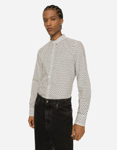 Poplin Gold-fit shirt with DG logo print -  | Dolce & Gabbana
