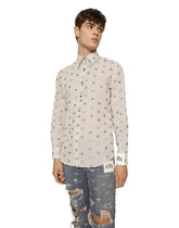 Poplin shirt with flower embroidery -  | Dolce &amp; Gabbana
