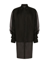 Double oversize shirt in silk satin and organza -  | Dolce & Gabbana