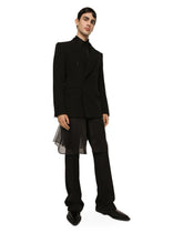 Double oversize shirt in silk satin and organza -  | Dolce & Gabbana