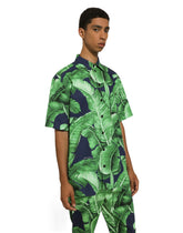 Cotton Hawaiian shirt with banana tree print -  | Dolce &amp; Gabbana