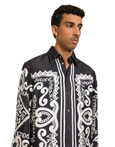 Silk and stretch denim shirt with Marina print -  | Dolce &amp; Gabbana