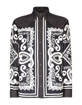 Silk and stretch denim shirt with Marina print -  | Dolce &amp; Gabbana