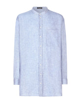 Oversize linen shirt with Mandarin collar -  | Dolce &amp; Gabbana