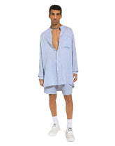 Oversize linen shirt with Mandarin collar -  | Dolce &amp; Gabbana