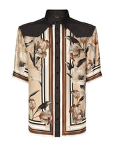 Silk and denim shirt with floral print -  | Dolce &amp; Gabbana