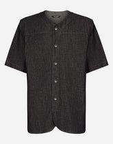 Denim bowling shirt with “Dolce&amp;Gabbana” embroidery -  | Dolce &amp; Gabbana