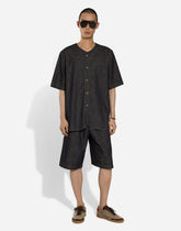 Denim bowling shirt with “Dolce&amp;Gabbana” embroidery -  | Dolce &amp; Gabbana