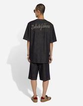 Denim bowling shirt with “Dolce&amp;Gabbana” embroidery -  | Dolce &amp; Gabbana