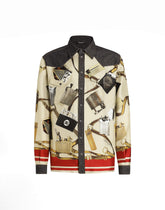 Silk and denim shirt with lighter print -  | Dolce &amp; Gabbana