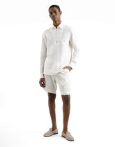 Linen shirt with logo embroidery -  | Dolce &amp; Gabbana