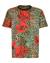 Cotton T-shirt with poppy print -  | Dolce & Gabbana