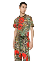 Cotton T-shirt with poppy print -  | Dolce & Gabbana