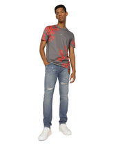 Coral-print cotton T-shirt with DG patch -  | Dolce &amp; Gabbana