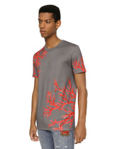 Coral-print cotton T-shirt with DG patch -  | Dolce &amp; Gabbana
