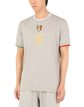 Logo-print cotton T-shirt with patch embellishment -  | Dolce & Gabbana