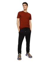 Cotton V-neck T-shirt with branded plate -  | Dolce &amp; Gabbana