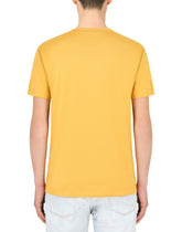 Cotton V-neck T-shirt with branded plate -  | Dolce & Gabbana