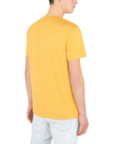 Cotton V-neck T-shirt with branded plate -  | Dolce & Gabbana