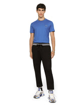 Cotton V-neck T-shirt with branded plate -  | Dolce &amp; Gabbana