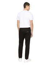 Cotton V-neck T-shirt with branded plate -  | Dolce & Gabbana