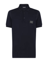 Cotton piqué polo-shirt with branded tag -  | Dolce &amp; Gabbana