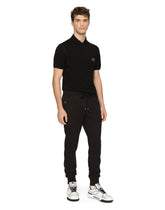 Cotton piqué polo-shirt with branded tag -  | Dolce & Gabbana