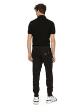 Cotton piqué polo-shirt with branded tag -  | Dolce & Gabbana