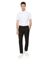 Cotton piqué polo-shirt with branded tag -  | Dolce & Gabbana