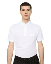 Cotton piqué polo-shirt with branded tag -  | Dolce & Gabbana