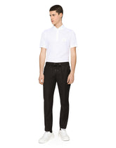 Cotton piqué polo-shirt with branded tag -  | Dolce & Gabbana