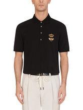 Cotton piqué polo-shirt with embroidery -  | Dolce &amp; Gabbana