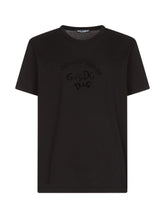 Cotton t-shirt with flocked Dolce&Gabbana logo -  | Dolce & Gabbana