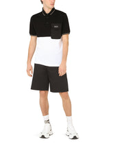 Two-tone cotton piqué polo shirt -  | Dolce & Gabbana