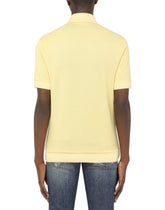 Cotton piqué polo shirt with branded plate -  | Dolce & Gabbana