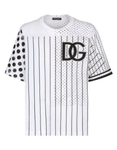 Cotton T-shirt with stripe and polka-dot print -  | Dolce &amp; Gabbana
