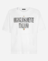T-shirt with metal DG logo and print -  | Dolce &amp; Gabbana