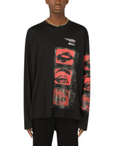 Long-sleeved cotton T-shirt with print -  | Dolce & Gabbana
