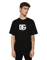 Cotton T-shirt with DG logo print -  | Dolce &amp; Gabbana