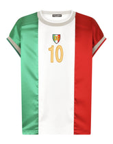Satin T-shirt with DG logo and patch -  | Dolce & Gabbana