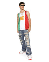 Satin tank top with DG logo and patch -  | Dolce & Gabbana